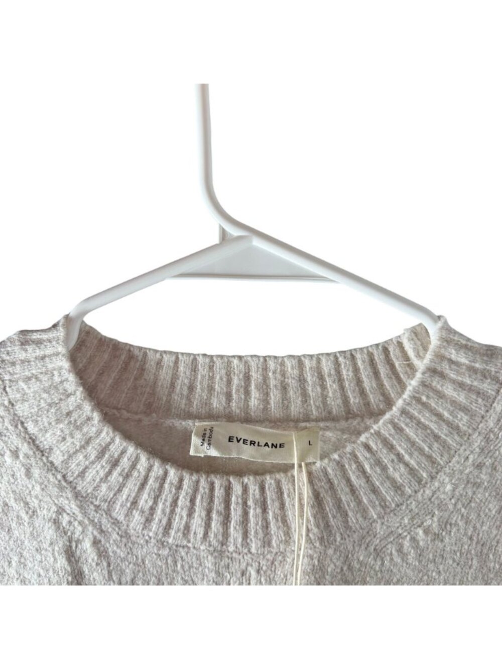 Everlane The Cocoon Crew in Plush Cotton Women's Size Large Heather Oat NWT! - Picture 5 of 6